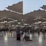 Husband lays on floor at Masjid e Nabwi to take wife’s perfect photo goes viral