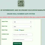 BISE Rawalpindi Roll Number slips for Intermediate Part-II exam download