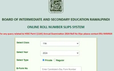 BISE Rawalpindi issues roll number slips for download for Inter Part 1