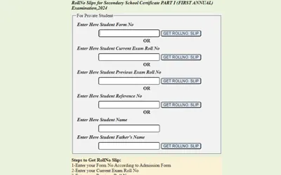 BISE Lahore Class 9 roll number slip 2024; Download Here