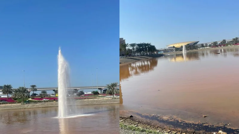 Dubai tea-colored pond water near Emirates mall raises people's concerns