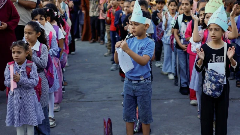 Gaza children return to school after nearly three years of war