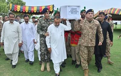 Funeral prayer of Lieutenant Uzair Mehmood Shaheed offered in Peshawar