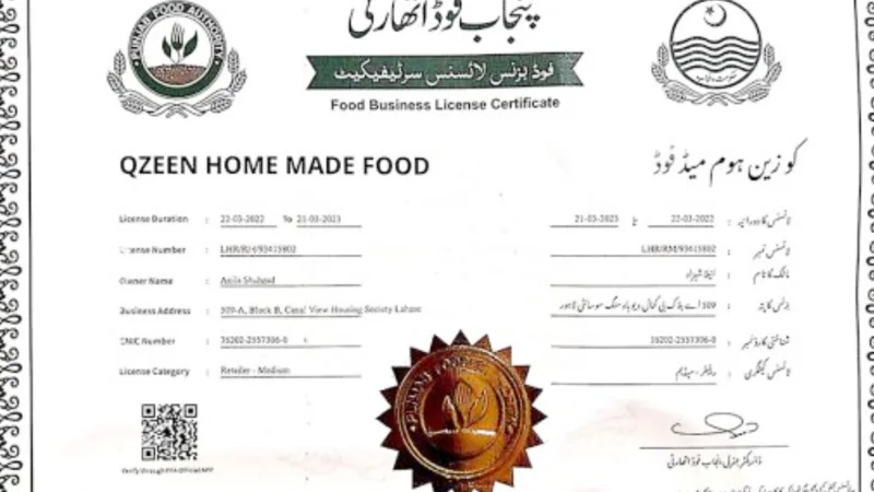 Punjab Food Authority license fee for marriage halls - Sept 2024