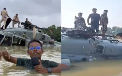 Bihar Floods: Vlogger captures the emergency landing of IAF helicopters in flooded water