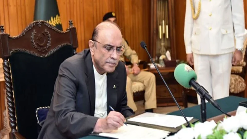 President Zardari gives assent to constitution 26th amendment bill