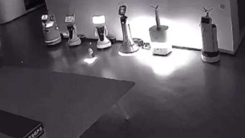 Small AI robot 'kidnaps' large robots in Shanghai robotics showroom: Watch
