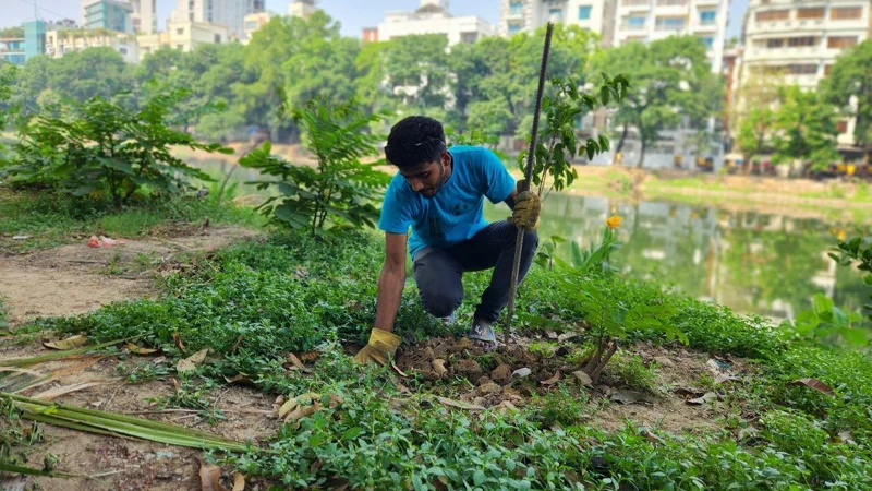 Bangladeshi Influencers promotes tree planting champion to combat record heat