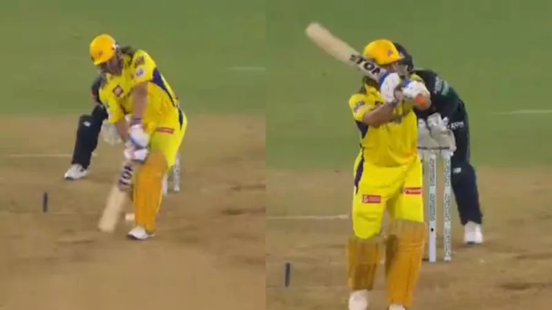 WATCH: MS Dhoni plays iconic helicopter shot against Rashid Khan