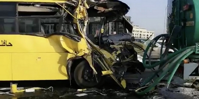 school bus collides with tanker