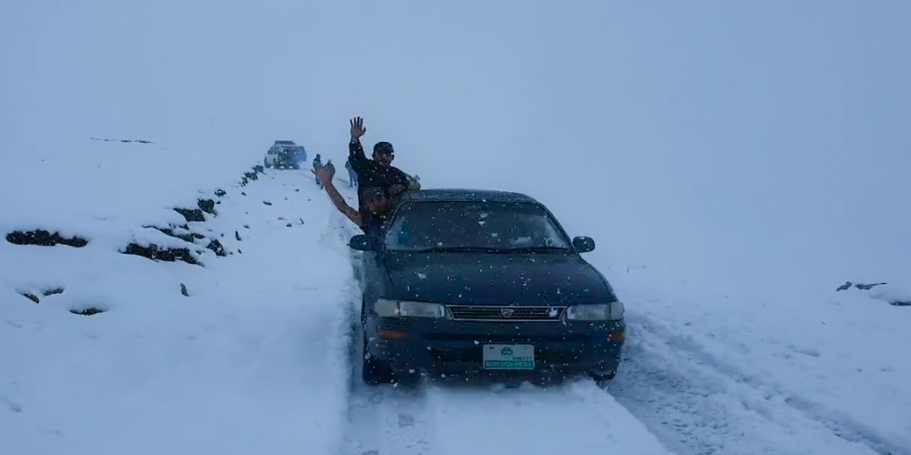 First snow fall , before the season in Deo Sai National Park Pakistan