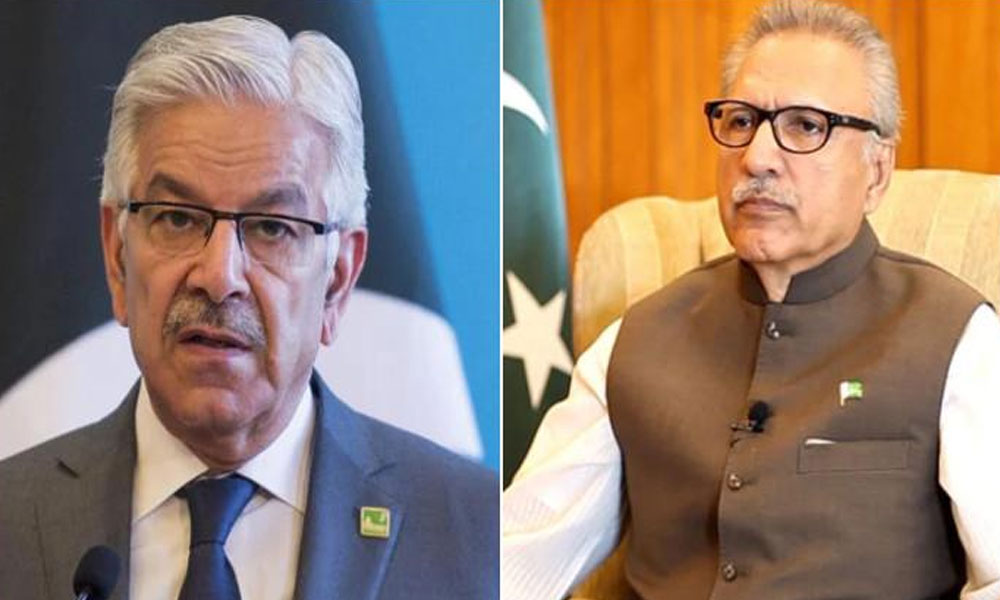 خواجہ آصف نے عارف علوی پر آرٹیکل 6 کے تحت مقدمہ چلانے کی درخواست کردی