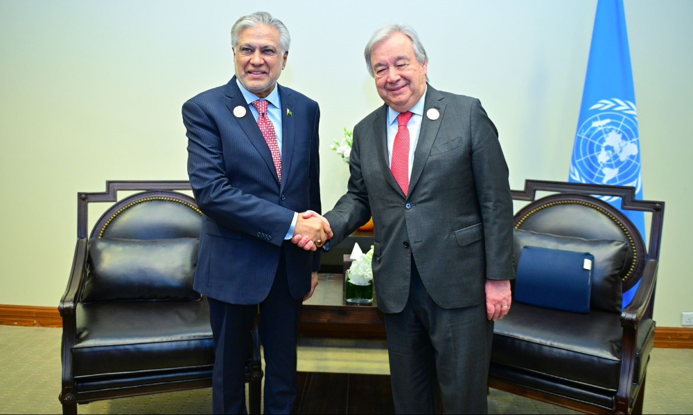 اسحاق ڈار کی اقوام متحدہ کے سیکرٹری جنرل سے ملاقات