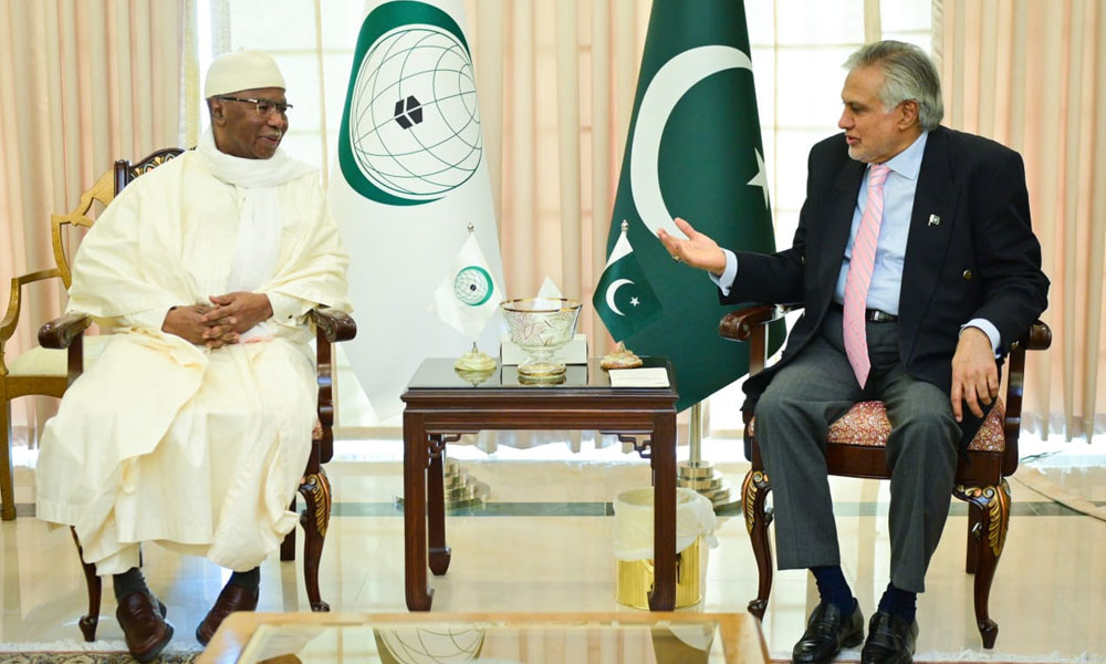 اسحاق ڈار کا پاکستان آمد پر او آئی سی سیکرٹری جنرل کا خیر مقدم