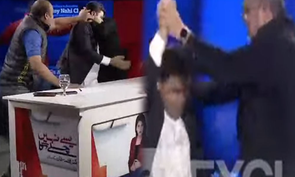 بول نیوز کے پروگرام میں لیگی اور پی ٹی آئی کے رہنما آپس میں گتھم گتھا