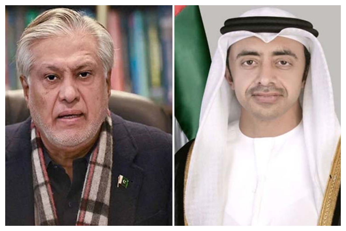 وزیرخارجہ اسحاق ڈارکی اماراتی ہم منصب سےملاقات، دوطرفہ تعاون بڑھانے پر تبادلہ خیال