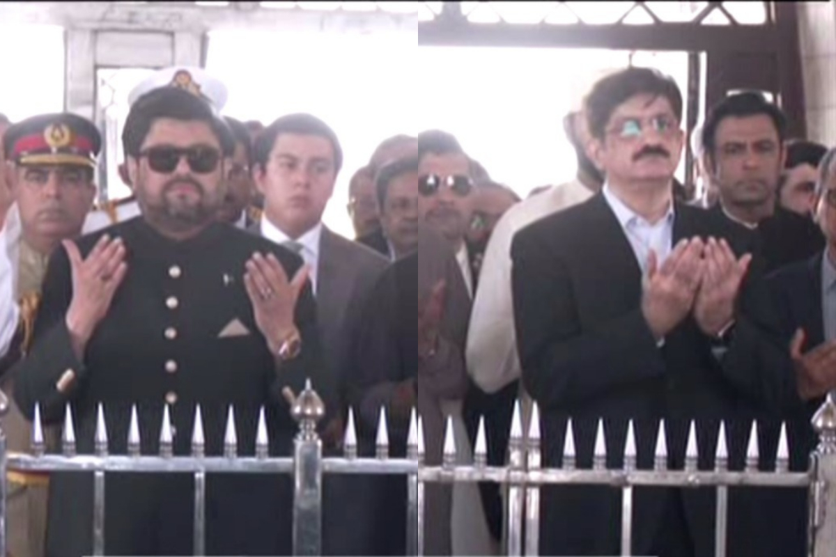 یوم پاکستان کے موقع پر وزیراعلیٰ اور گورنر سندھ کی مزار قائد پر حاضری
