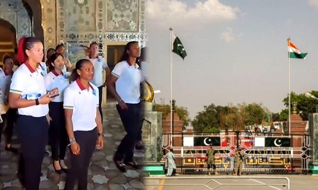 ویمنز ورلڈکپ کوالیفائر کی کھلاڑیوں اور آفیشلز کا واہگہ بارڈر کا دورہ
