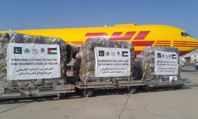 کراچی سے فلسطین اور مشرق وسطیٰ کے متاثرین کے لیے 15ویں امدادی کھیپ روانہ