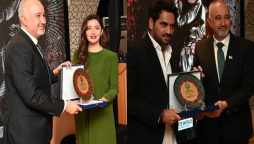 دبئی میں ماہرہ خان اور ہمایوں سعید کی فنی خدمات کا اعتراف، اعزازی شیلڈز سے نوازا گیا