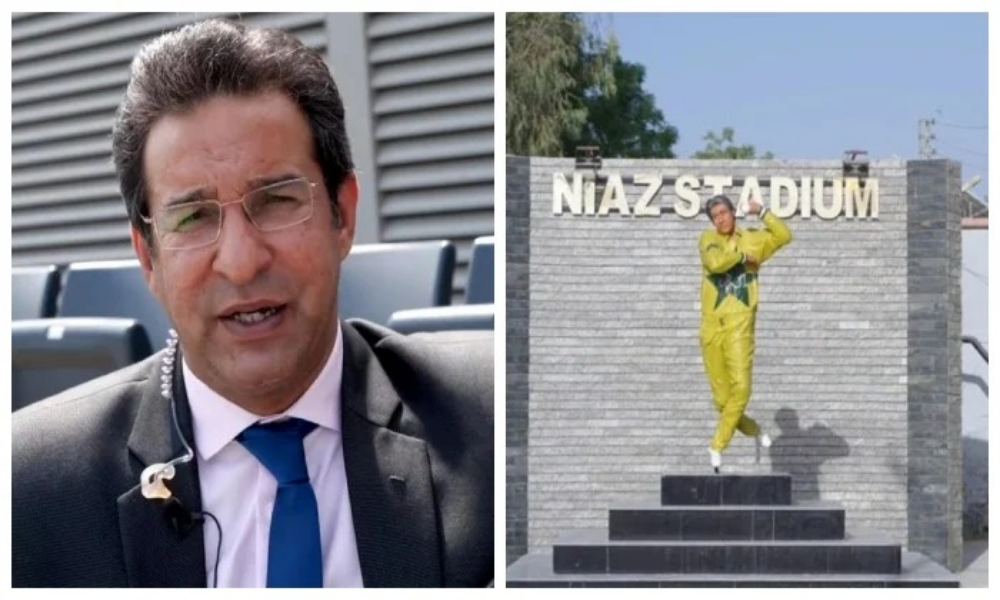 وسیم اکرم نے نیاز اسٹیڈیم میں نصب اپنے مجسمے پر بلآخرخاموشی توڑ دی