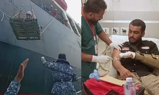 پاک بحریہ کا سمندر میں زخمی بھارتی عملے کو بچانے کے لئے کامیاب ریسکیو آپریشن