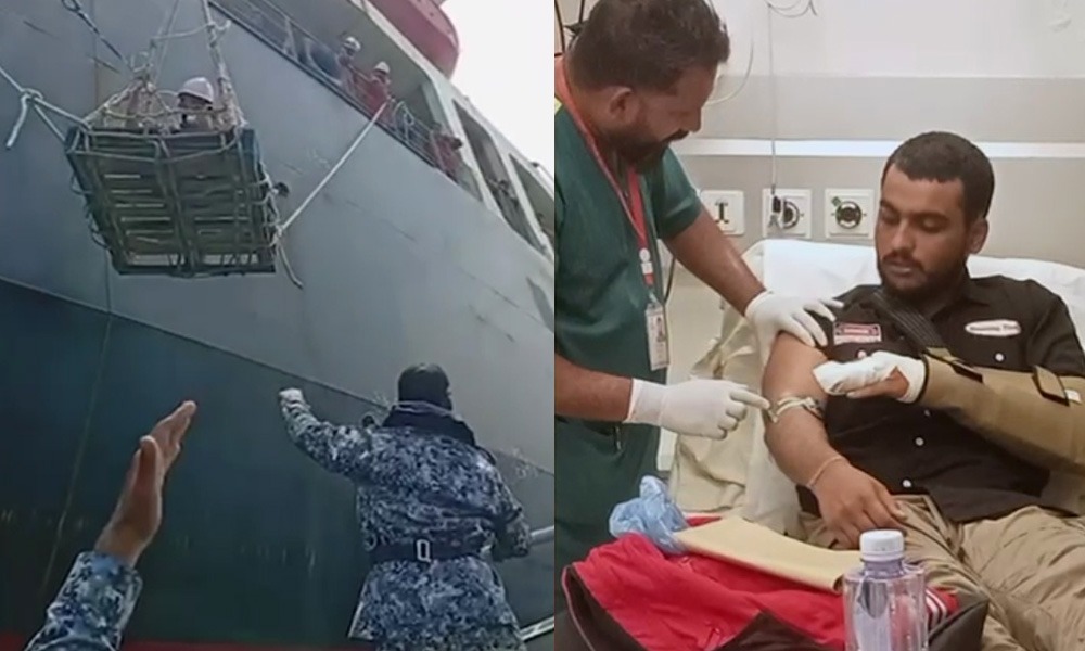 پاک بحریہ کا سمندر میں زخمی بھارتی عملے کو بچانے کے لئے کامیاب ریسکیو آپریشن