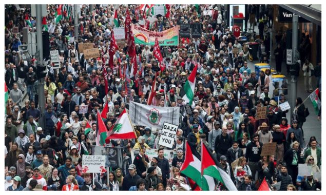 نیدرلینڈ، لاکھوں افراد کا فلسطینیوں کے حق میں مظاہرہ، 30 فیصد آبادی سڑکوں پر نکل آئی