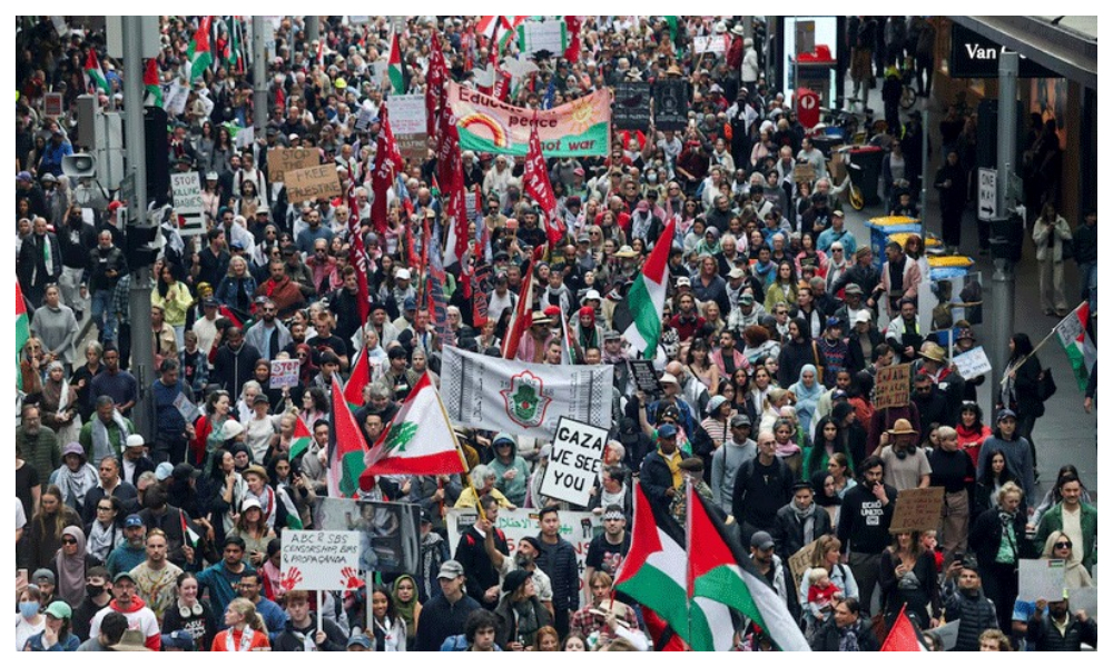 نیدرلینڈ، لاکھوں افراد کا فلسطینیوں کے حق میں مظاہرہ، 30 فیصد آبادی سڑکوں پر نکل آئی