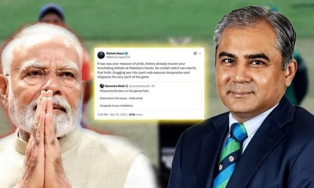 تمہاری شکستیں تاریخ کا حصہ ہیں، محسن نقوی کا نریندر مودی کو کرارا جواب