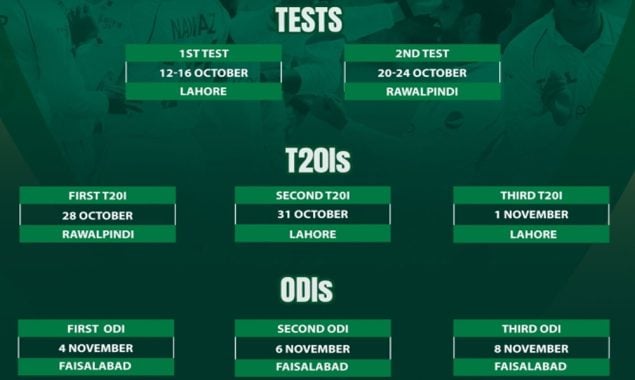 پاکستان اور جنوبی افریقہ کے درمیان سیریز کا شیڈول جاری، فیصل آباد کو بڑا اعزاز مل گیا