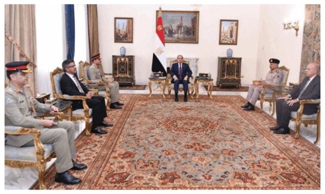 سید عاصم منیر نے عبدالفتاح السیسی سے ملاقات، دیرینہ تعلقات کو وسعت دینے پر اتفاق