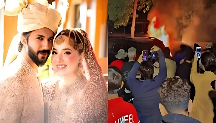 ربیکا خان کی جذباتی رخصتی وائرل، پارکنگ لاٹ میں آگ لگنے سے ہلچل مچ گئی