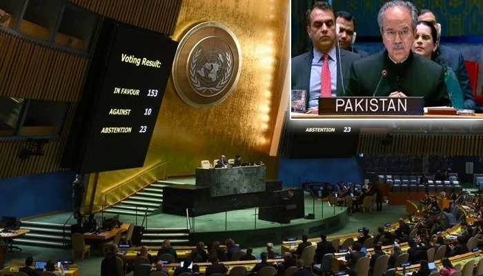اقوام متحدہ جنرل اسمبلی میں پاکستان کا فلسطینی عوام سے مکمل یکجہتی کا اظہار