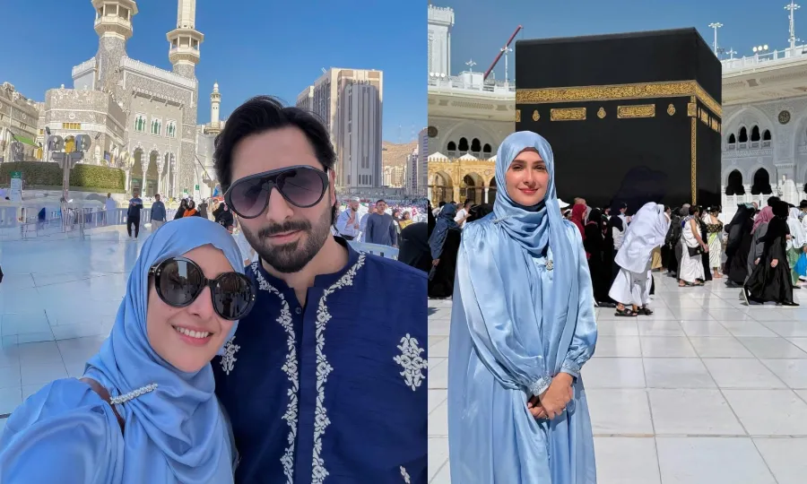 حرم شریف میں عبادت؛ عائزہ اور دانش کی مکہ مکرمہ سے خوبصورت تصاویر وائرل