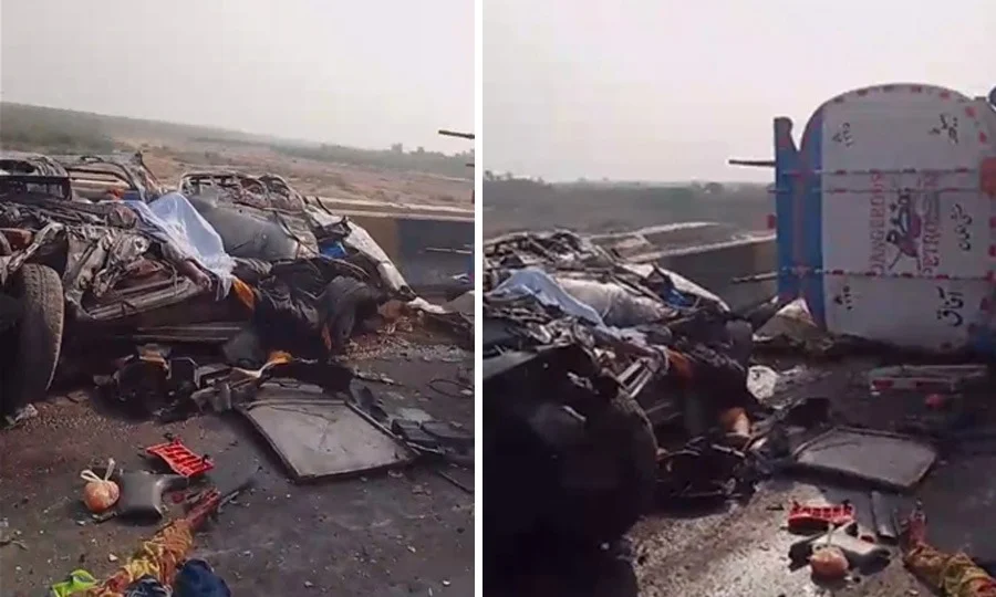 کراچی: سپرہائی وے پر آئل ٹینکر اور مسافر بس میں خوفناک تصادم، 13 افراد جاں بحق