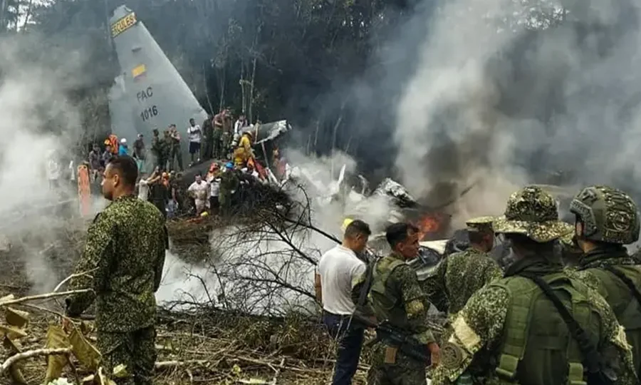 کولمبیا میں فوجی طیارہ گر کر تباہ، 66 ہلاک، متعدد زخمی