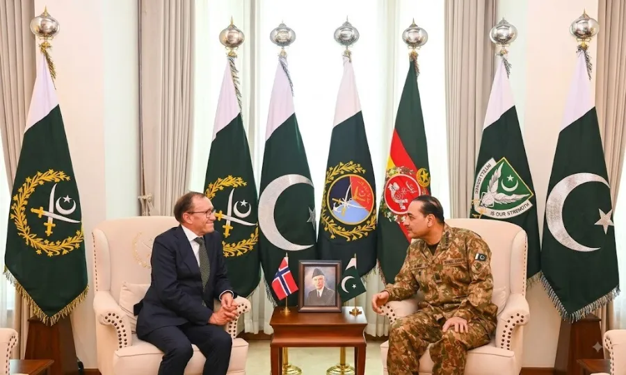 فیلڈ مارشل عاصم منیر سے ناروے کے وزیر خارجہ کی ملاقات، دوطرفہ تعلقات پر تبادلہ خیال