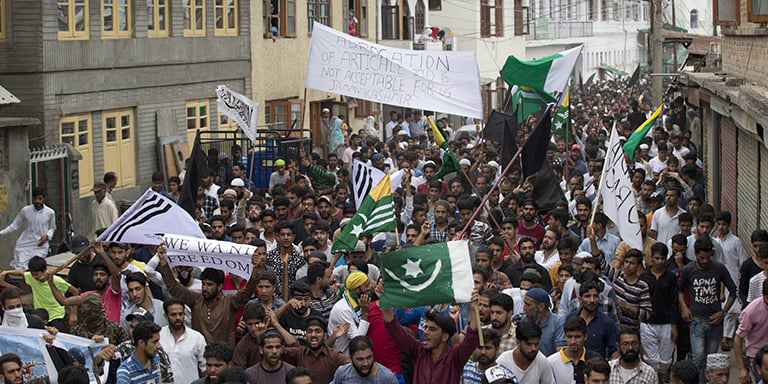 Kashmiris observing Right to Self-Determination Day