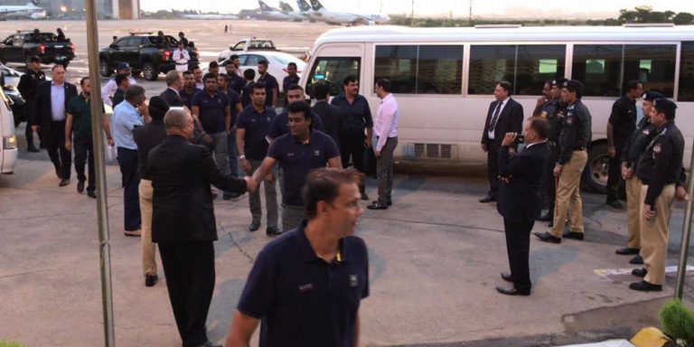 Sri Lanka cricket team arrives amid tight security