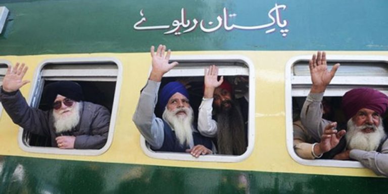 Sikhs travel from Karachi to Kartarpur through a special train service