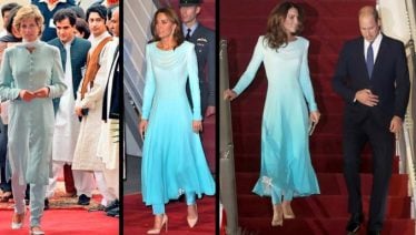 Kate Middleton wears Catherine Walker's blue collection