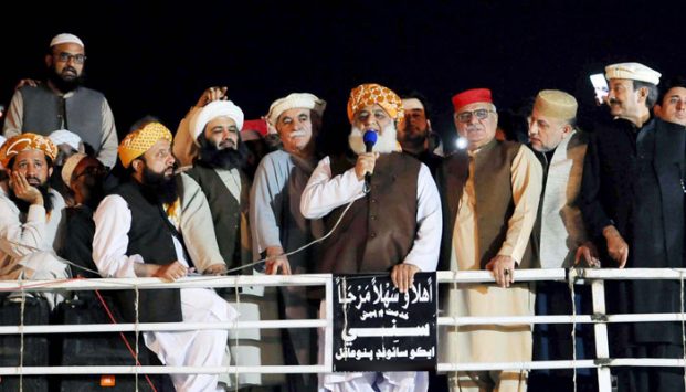 Maulana Fazl addresses Azadi March in Islamabad