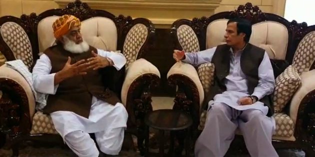 Speaker Punjab Assembly Chaudhry Pervaiz Elahi met with JUI-F Chief Maulana Fazlur Rehman’s at his residence here on Thursday.