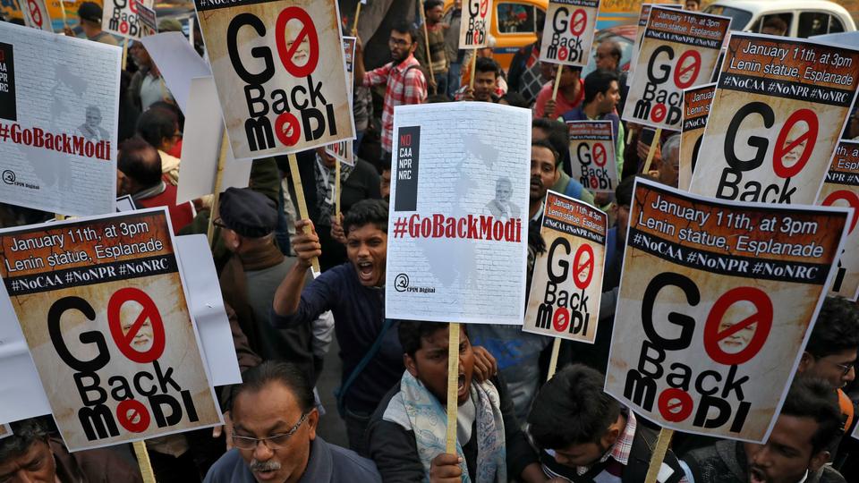 Protesters raised ‘Go Back Modi’ slogans, Indian Police battle