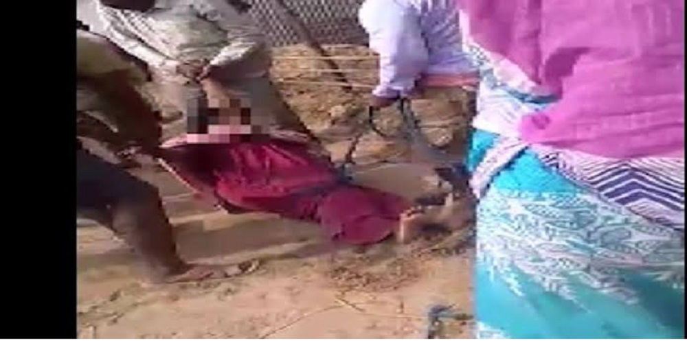 An act of brutality reported in west Bengal today when a group of men tied a female teacher with a rope and dragged her on the road.