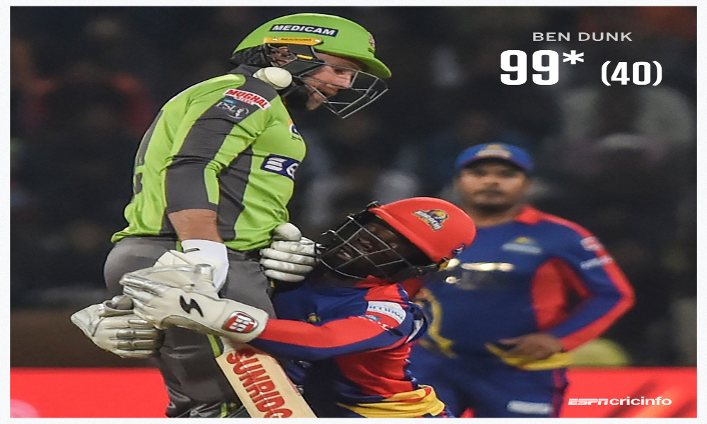 Ben Dunk powered Lahore Qalandars to victory against Karachi Kings