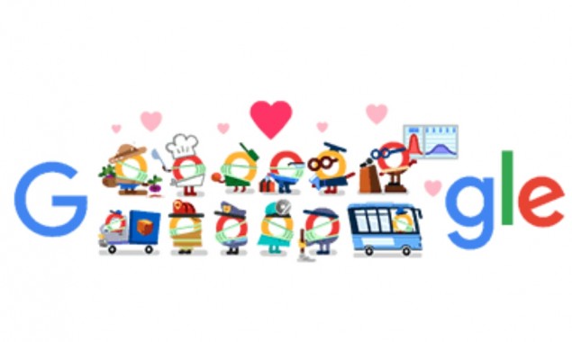 Google shares a compiled doodle to thank all the frontliners fighting against Coronavirus