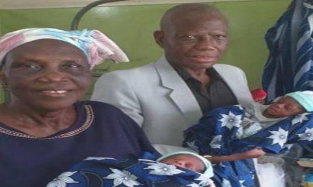 Nigerian woman gives birth to twin babies at the age of 68
