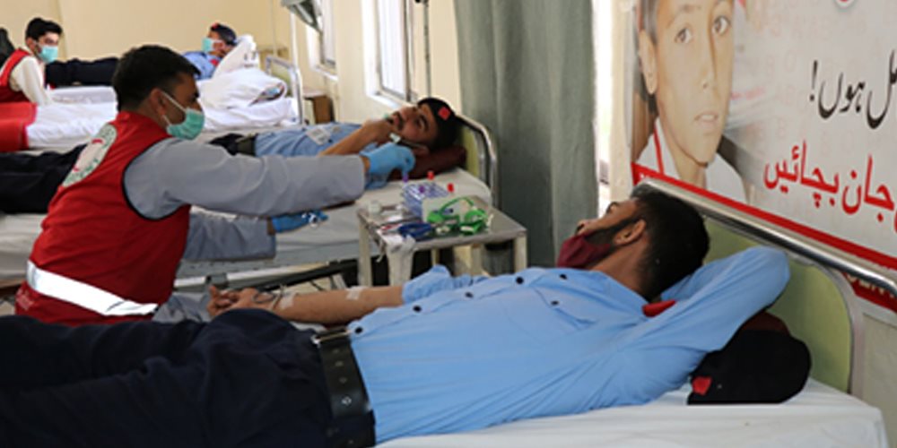 Islamabad Capital Territory Police officials donate blood for thalassemia patients